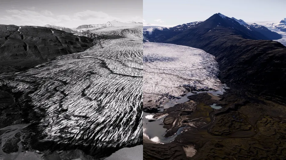Melting glaciers comparison years